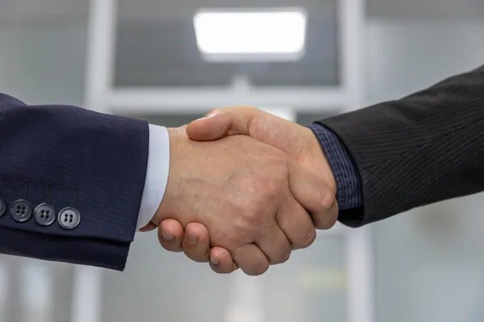 Close-up of a business handshake symbolising a partnership or agreement
