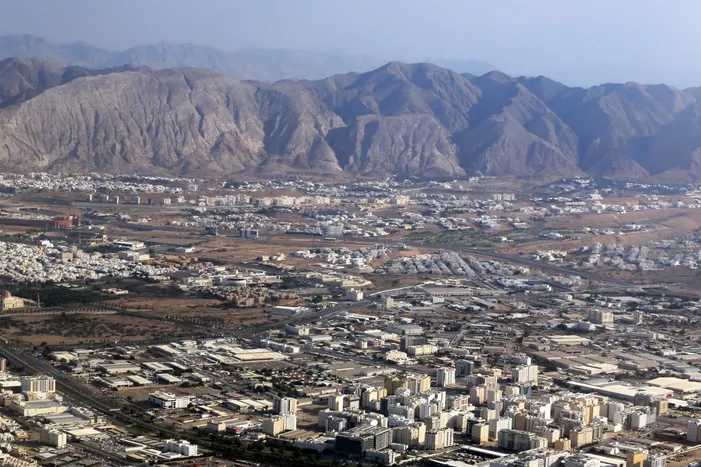 Aerial view of Muscat, Oman, highlighting the urban landscape